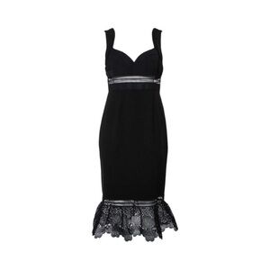 Self Portrait Olivia Black crepe and lace midi peplum dress